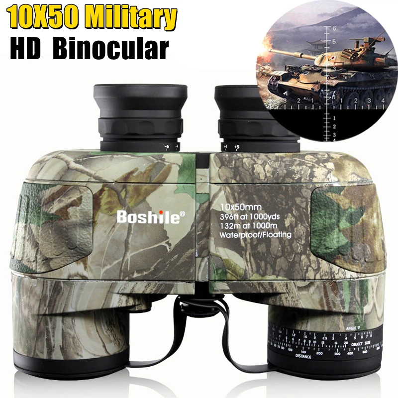 Military 10X50 Binocular High Powerful Nitrogen Waterproof Floating Binoculars Navigation Wide-angle Telescope With Rangefinder