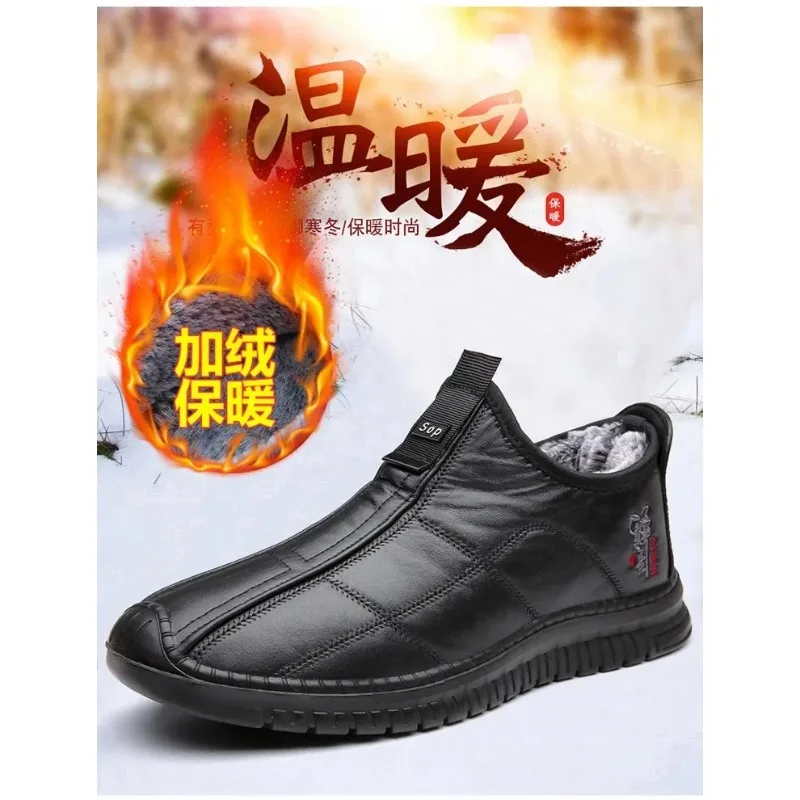 

Waterproof non slip thick walking boots and oversized work shoes for men aged 38-48 platform Winter men's are warm