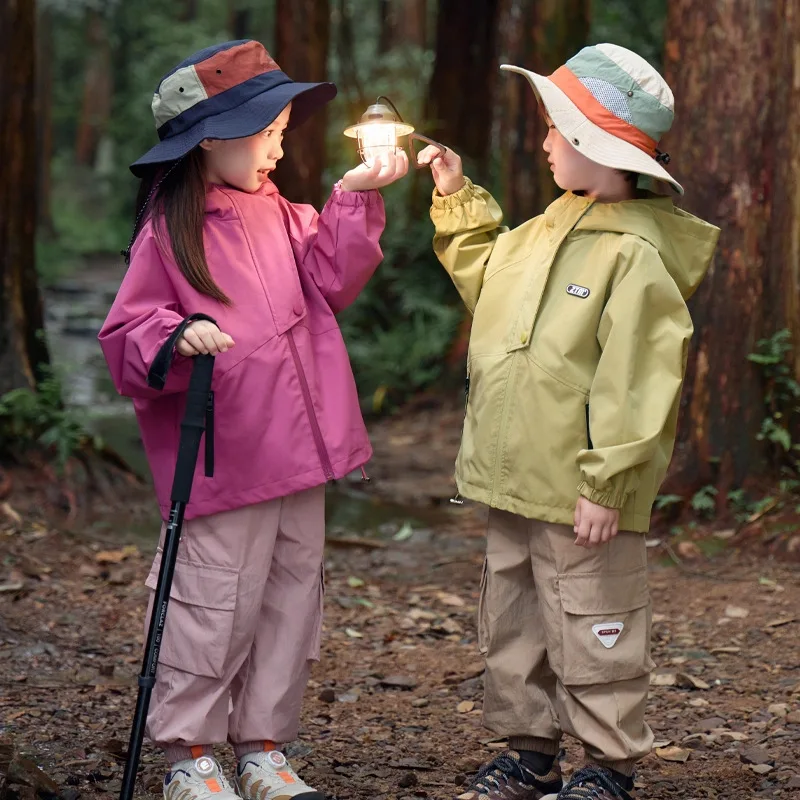 Unisex Wanderjacke Wasserdicht Herbst Kinder Windbreaker Outdoor Kapuzenjacken Mädchen Jacke Jungen Angeln Camping Klettern Oberbekleidung – Detail 10