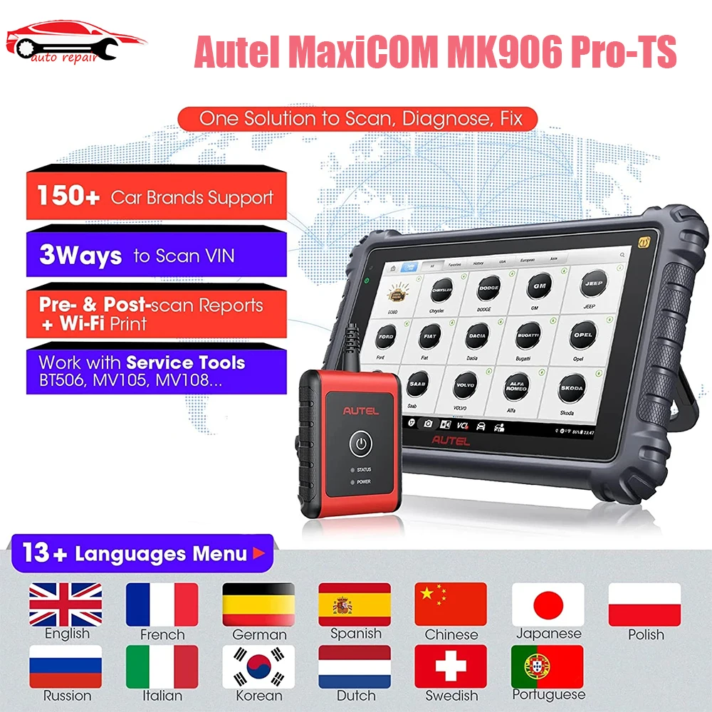 

2023 Newest Autel MaxiCOM MK906Pro TS Car Diagnostic Tool All Systems ECU Coding TPMS Programming OBD2 Scanner PK MS906PRO-TS