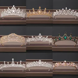 DIEZI-Tiara nupcial elegante de lujo para niñas, corona de cristal, accesorios de moda para fiesta de cumpleaños, novia, Reina, diademas de joyería para cabello