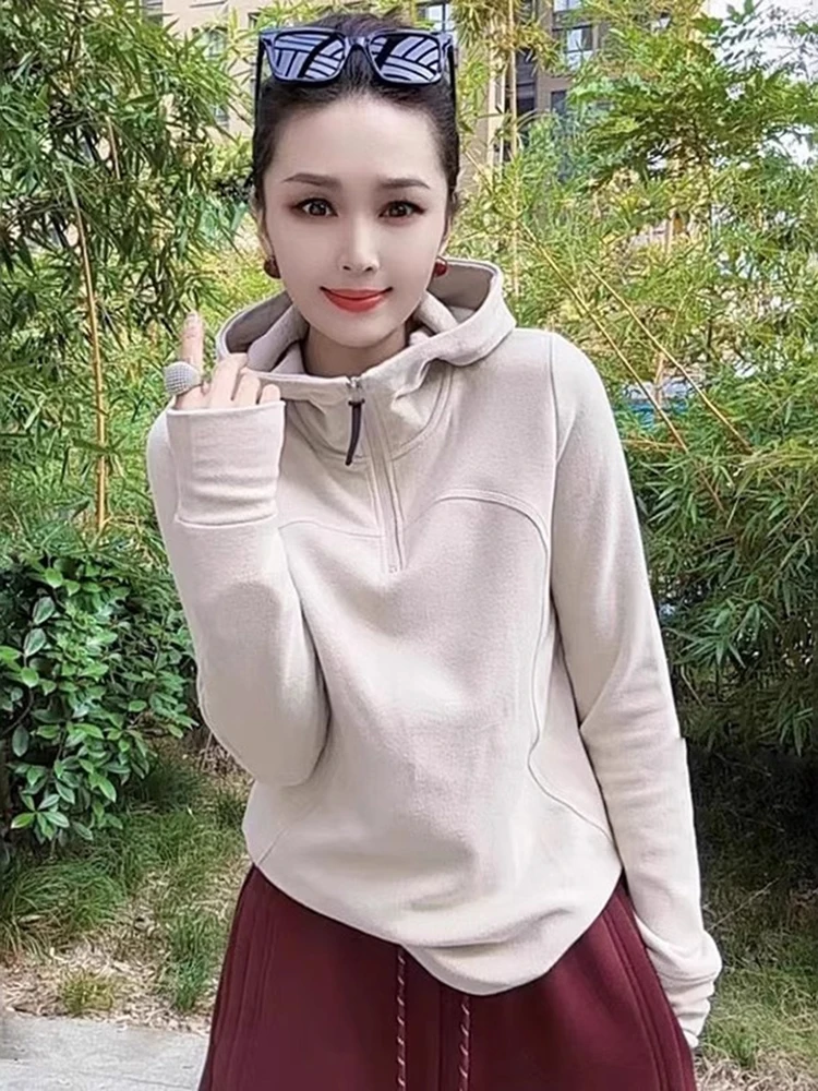 

Повседневная американская женская толстовка оверсайз с двусторонним принтом, простой дизайн, осень-зима, новая модная коллекция, удобное худи