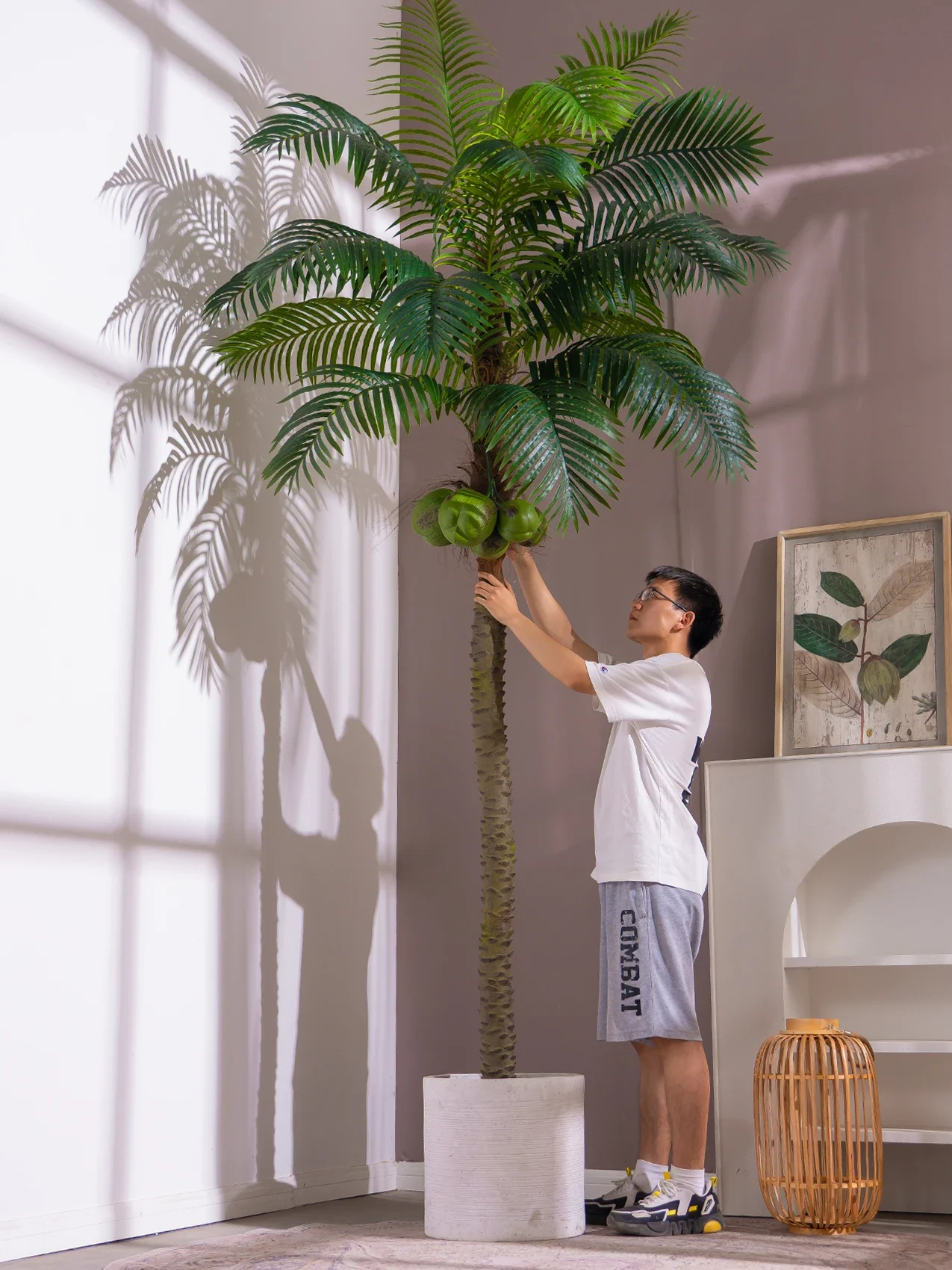 Needle Sunflower Fake Coconut Tree Bionic Fake Tree Green Plant Potted Indoor Living Room Landscaping Ornaments