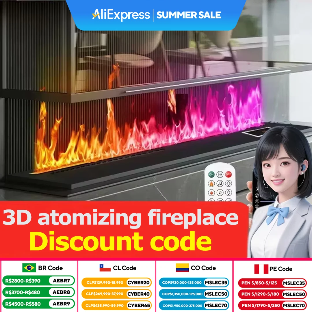 

Atomizing Fireplace Simulated Flame TV Decorative Humidifier App Remote Control Embedded 3D Water Steam Electronic Fireplace