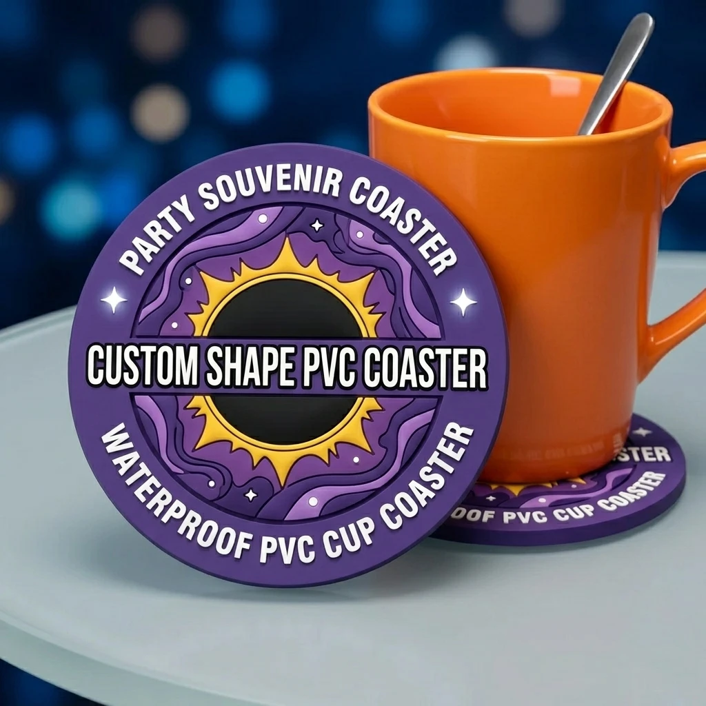 Wholesale Custom Round PVC Silicone Coaster Customized Logo Drink Cup Mat Home Kitchen Decor Accessory