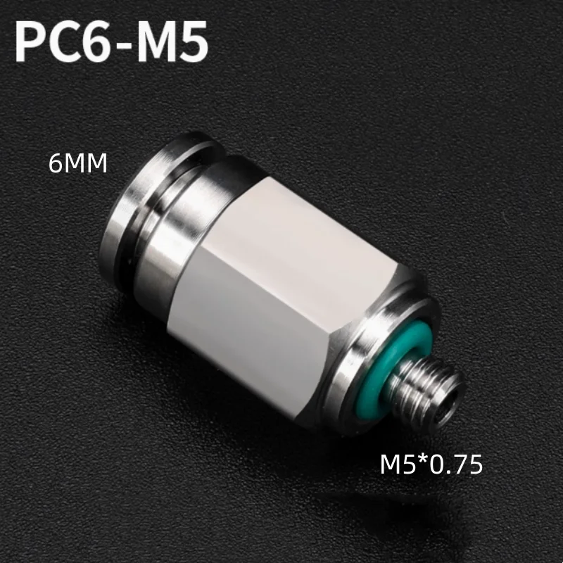 PC6 PC8 PC10 PC12 Tubo de ar de acoplamento rápido Plugue rápido Compressor de ar Bomba de ar Rosca reta através de PC6-M5 PC8-01 PC10-02
