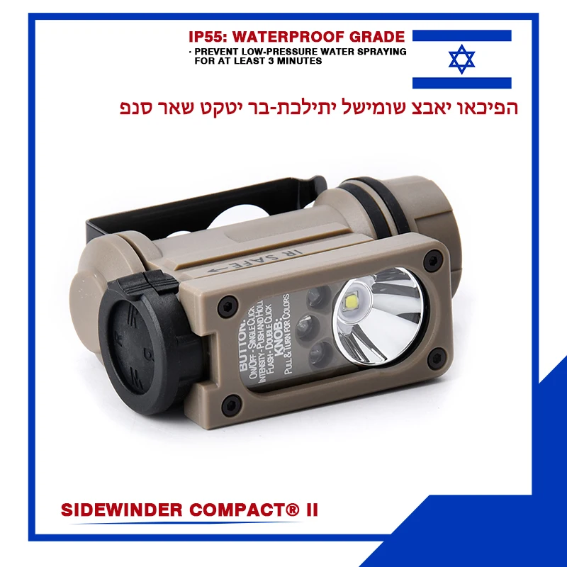 

КОМПАКТНЫЙ СIDEWINDER ® II 55 лм Белый C4/Красный/Синий/ИК-светодиод Компактный водонепроницаемый фонарик громкой связи с несколькими вариантами питания