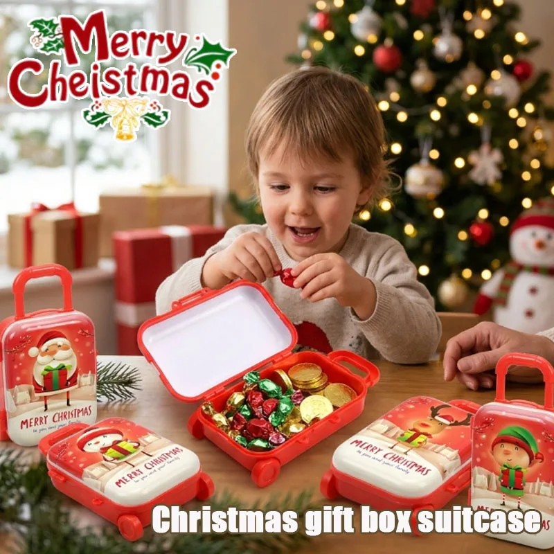 1-10PCS Christmas Candy Box Elf Trolley Case Doll Suitcase Gift Box Holiday Theme Party Supplies New Year Decoration
