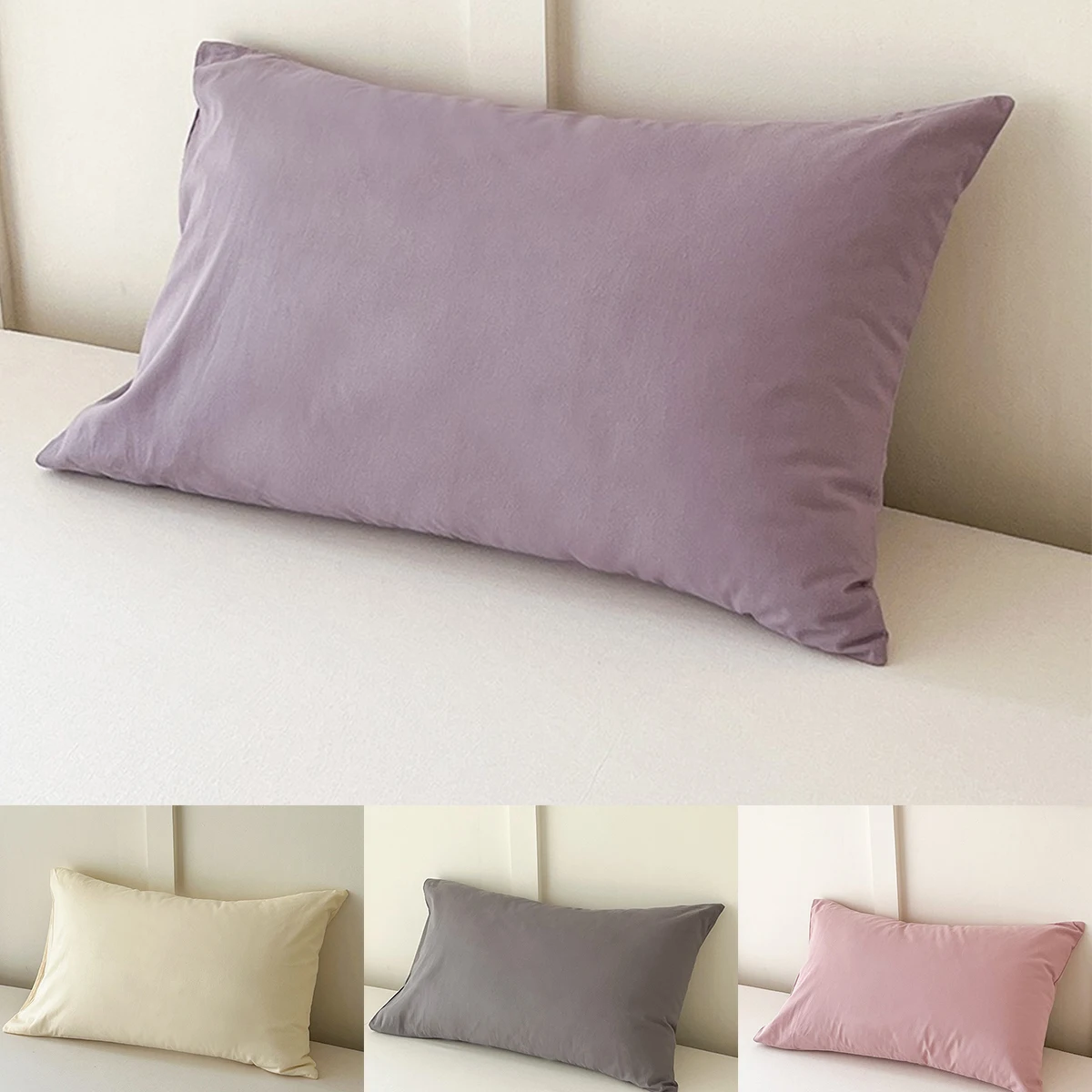 

1 Piece 100% Cotton Solid Color Pillowcase 48* 74cm Rectangular Pillowcase Qualified Bedding Pillowcase for Home Bed Bedding