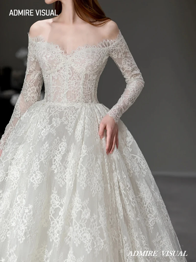 Nieuwste Trouwjurk A-lijn Voor Bruid Sweetheart Hals Lace Met Lange Mouwen Custom Made Plus Maten Vestidos De Novias