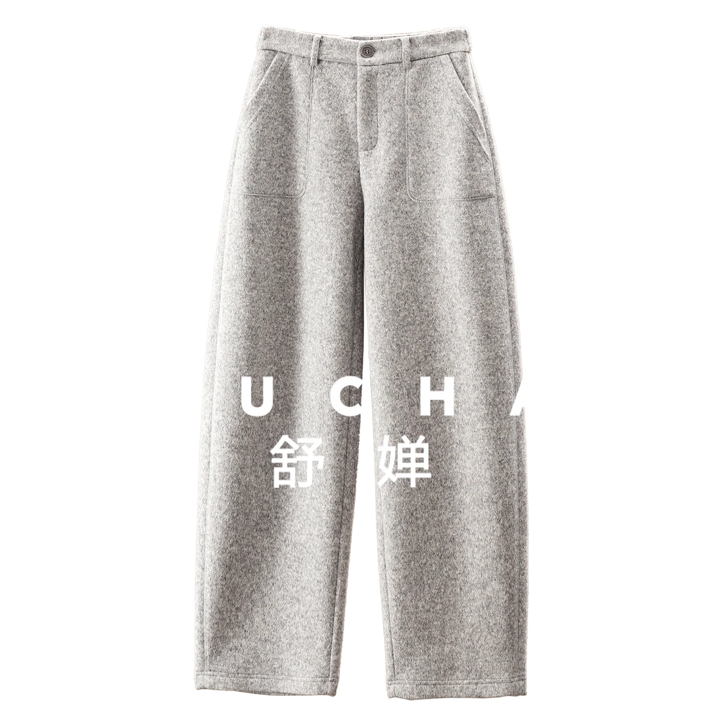 Spodnie damskie z szerokimi nogawkami, elastyczną talią, z wełną, modelujące brzuch, model 45F7