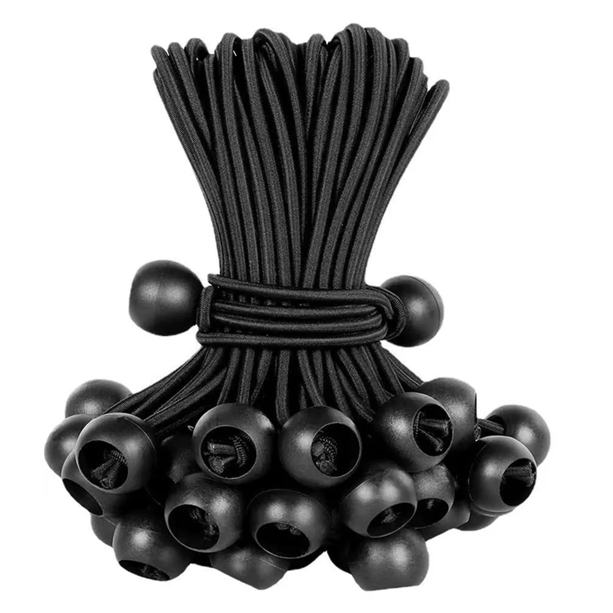 

Black Ball Bungee Cord, Heavy Duty Outdoor Bungee Cord with Ball,Tarp Tied Bungee Ball for Shelter, Camping, Cargo,60pcs-AA85