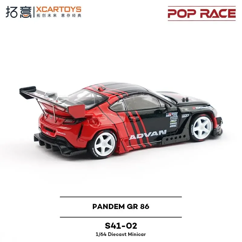 POPRACE 1/64 Toyota PANDEM GR86-ADCAN alloy car model simulation ornament, adult collectibles, holiday gifts, boys' toys.