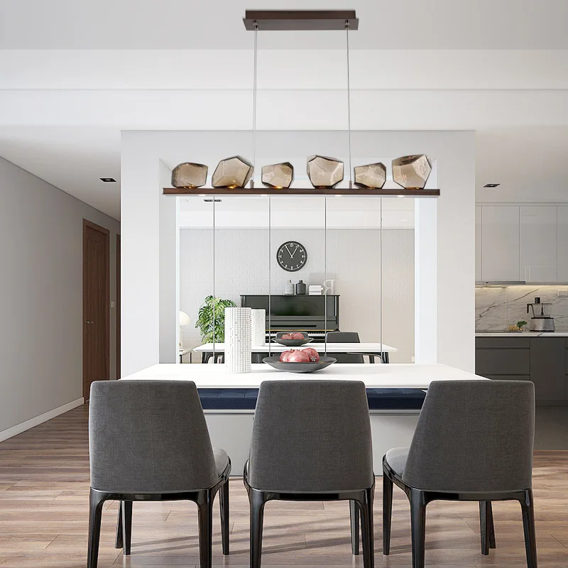 Nordic luz de luxo vidro longo sala jantar lustre moderno simples sala estar quarto barra designer modelo quarto lustre
