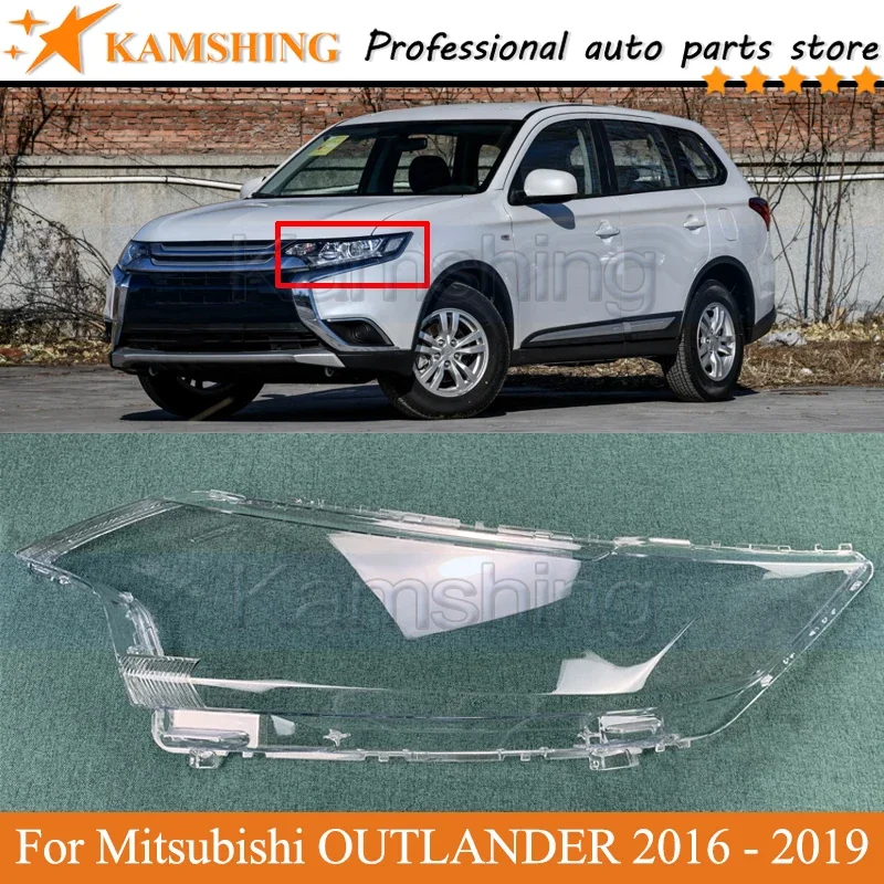 Kamshing Front bumper headlight Cover Car Lampshade For Mitsubishi OUTLANDER 2016 2017 2018 2019 head lamp CVOER Case