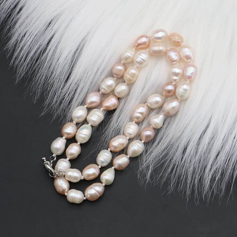 

Fashion Natural Freshwater Baroque Pearls Necklace Thread Rice Shape Pearl Jewelry for Women Wedding Party Lover Gift Accessory