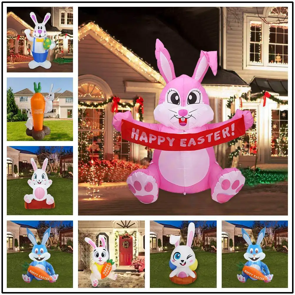 

Inflatable Easter Rabbit Model with LED Light Inflatable Cartoon Bunny Dolls for Outdoor Easter Decoration Ornaments