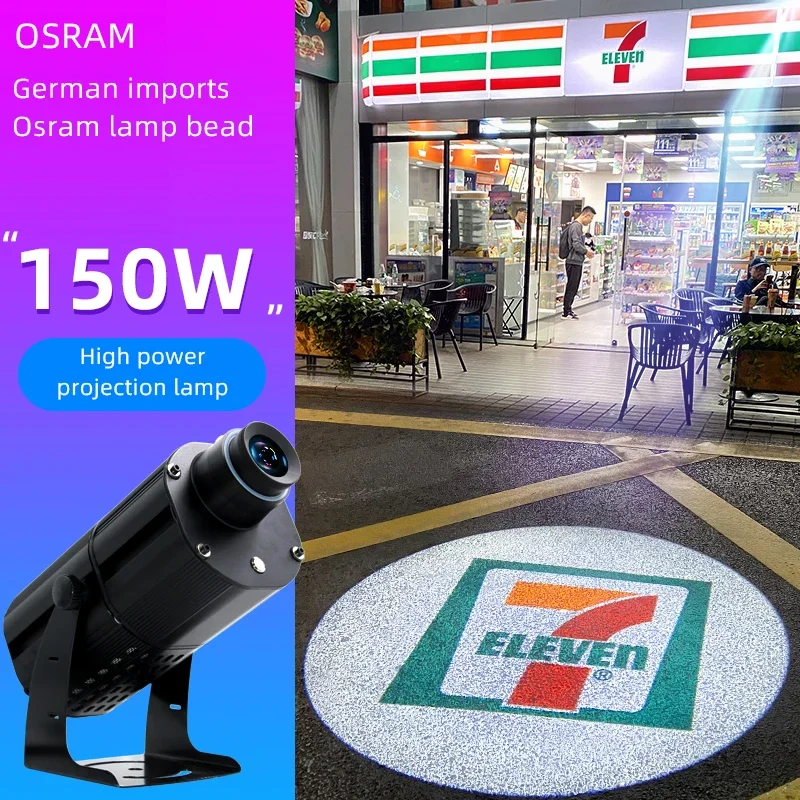 IP67 Waterproof 150W High Power LED Building Advertising Display Lights New Outdoor Black GOBO Projector with Aluminum Body