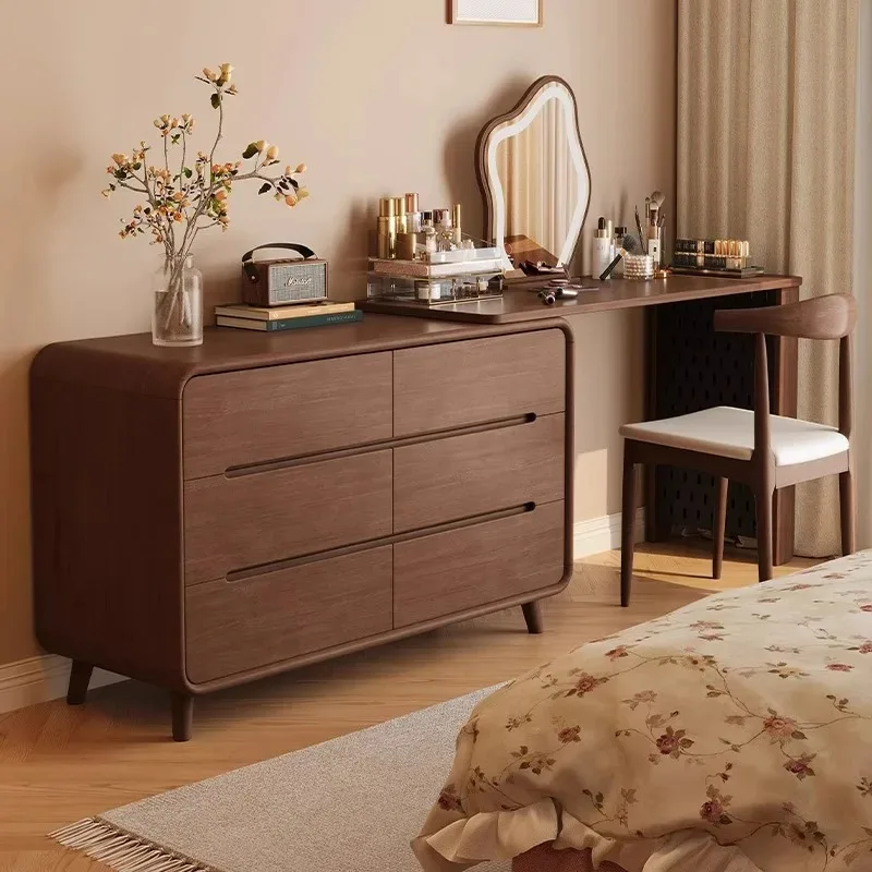 Solid wood dresser, modern simple makeup table, office desk, retractable makeup storage chest combination