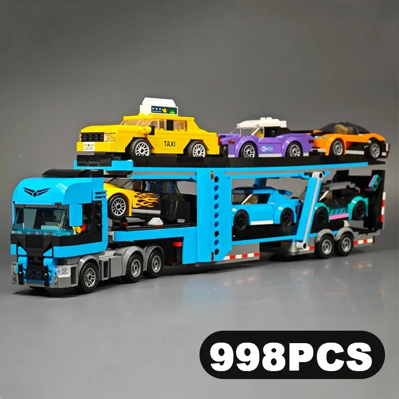

998 шт., городская серия, автомобильный транспортер, строительные блоки, транспортный гоночный автомобиль, модель автомобиля, сборная кирпичная игрушка, подарок для детей и взрослых