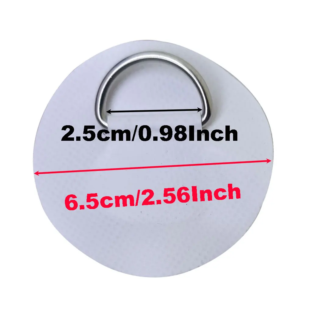 6.5CM D-Ring Patch for Inflatable Boat Kayak Dinghy SUP D-Ring PVC Patch Stand-Up Paddleboard Canoe Rafting Rope Ring Patch