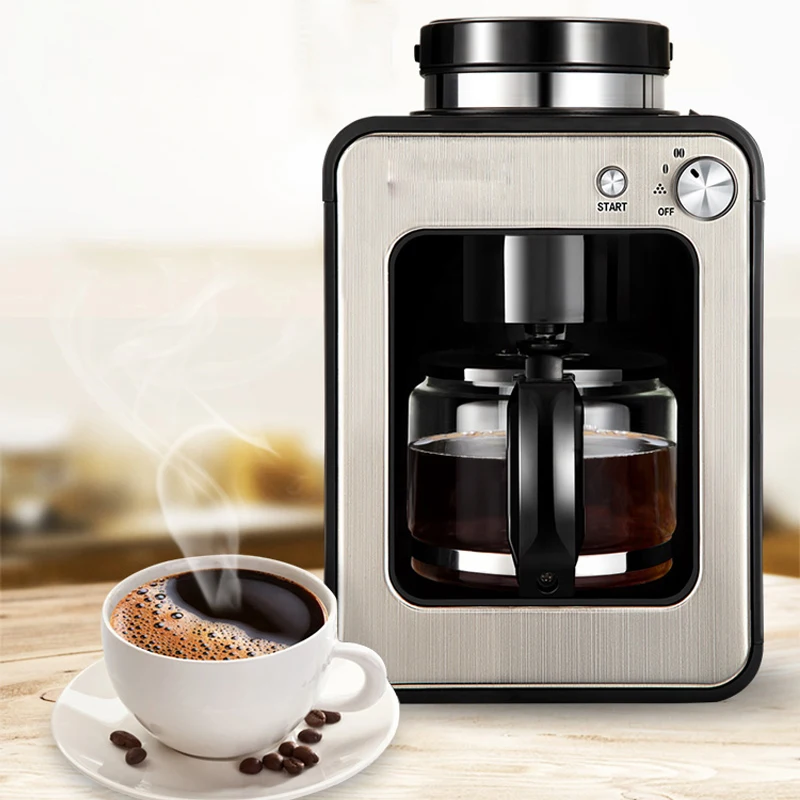 

New Household Automatic American Coffee Machine Drip Type Coffee Maker With Filter Coffee Bean Grinder 2 in 1 Tea maker 220V