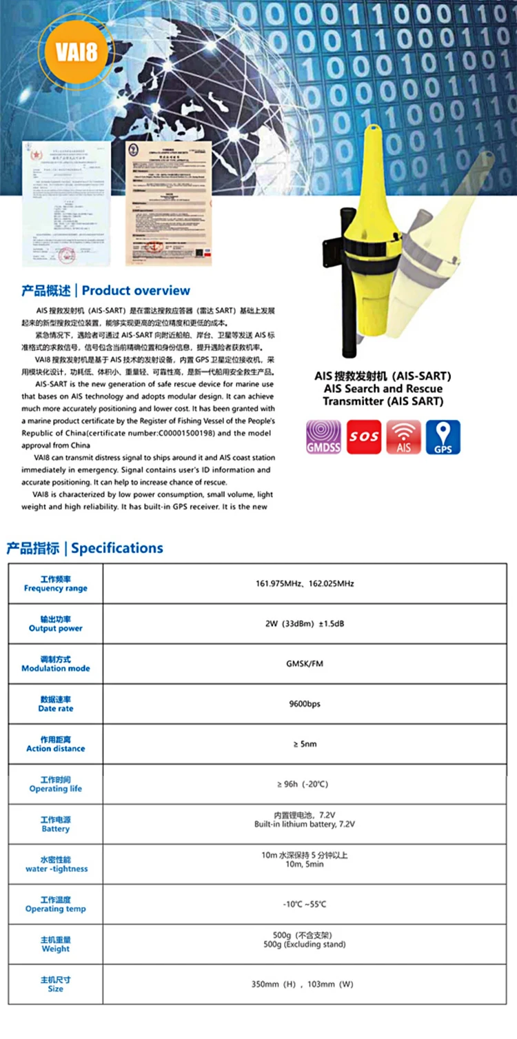 CLP VAI8 Ship Search and Rescue AIS Transponder SART SOS Signalsender