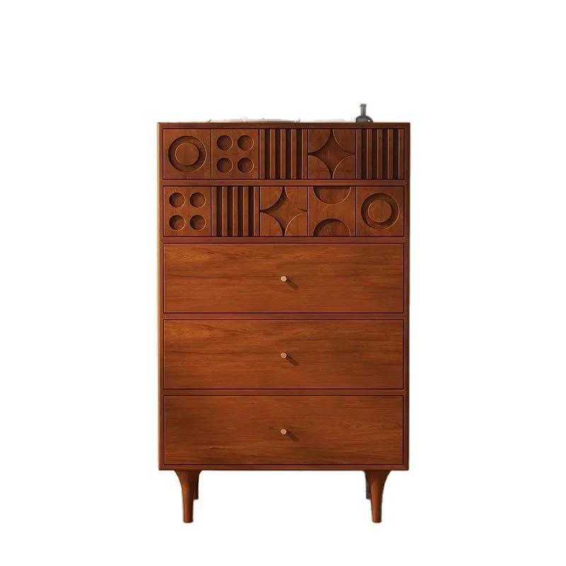 

Nordic bedroom side cabinet retro drawer solid wood chest of drawers bedside locker living room medieval storage entrance simple