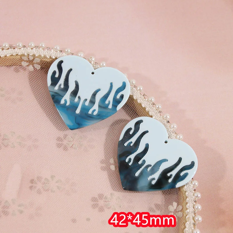 Perles acryliques en forme de cœur, motif coloré, style dessin animé, pour bijoux, vêtements, porte-clés, pendentif, accessoire, 50 pièces/lot, nouveau style