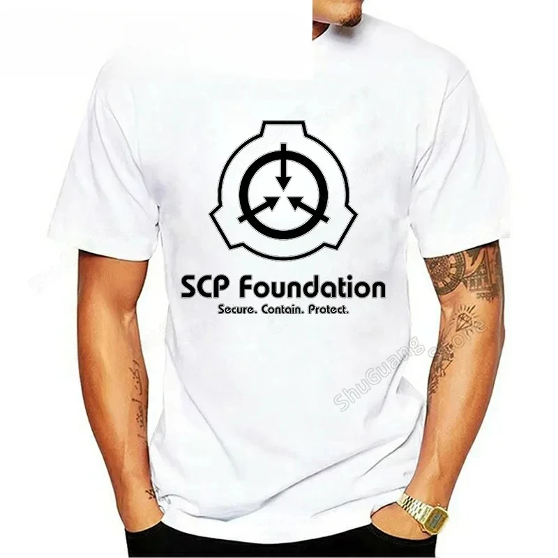 SCP Foundation Print Men T Shirt SCP Game Logo Graphic T Shirts Retro Fashion Cool Tee Short Sleeve Streetwear Unisex Tops Tee