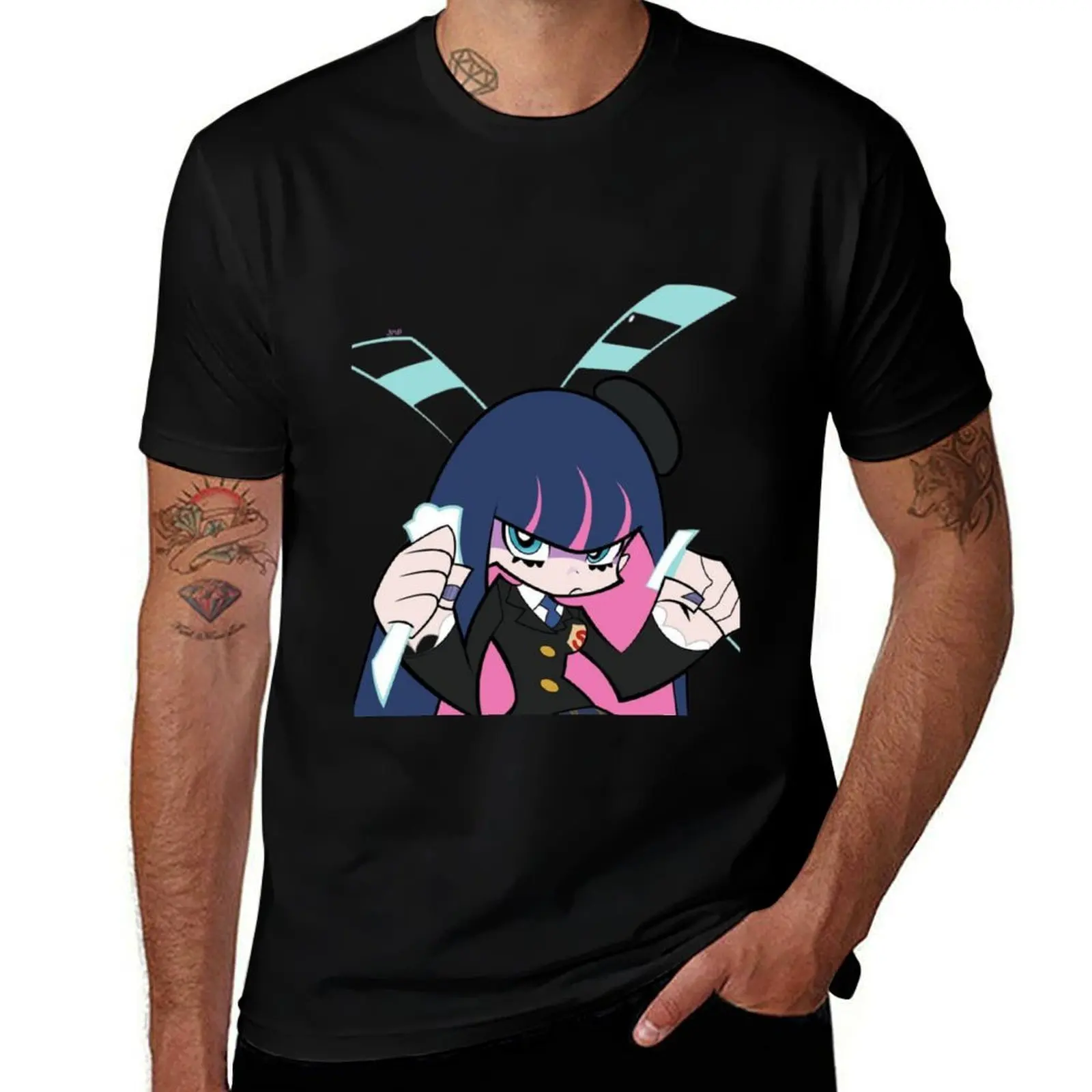 Panty and Stocking with Garterbelt T-Shirt Street Art Print Tee Shirt T-Shirt