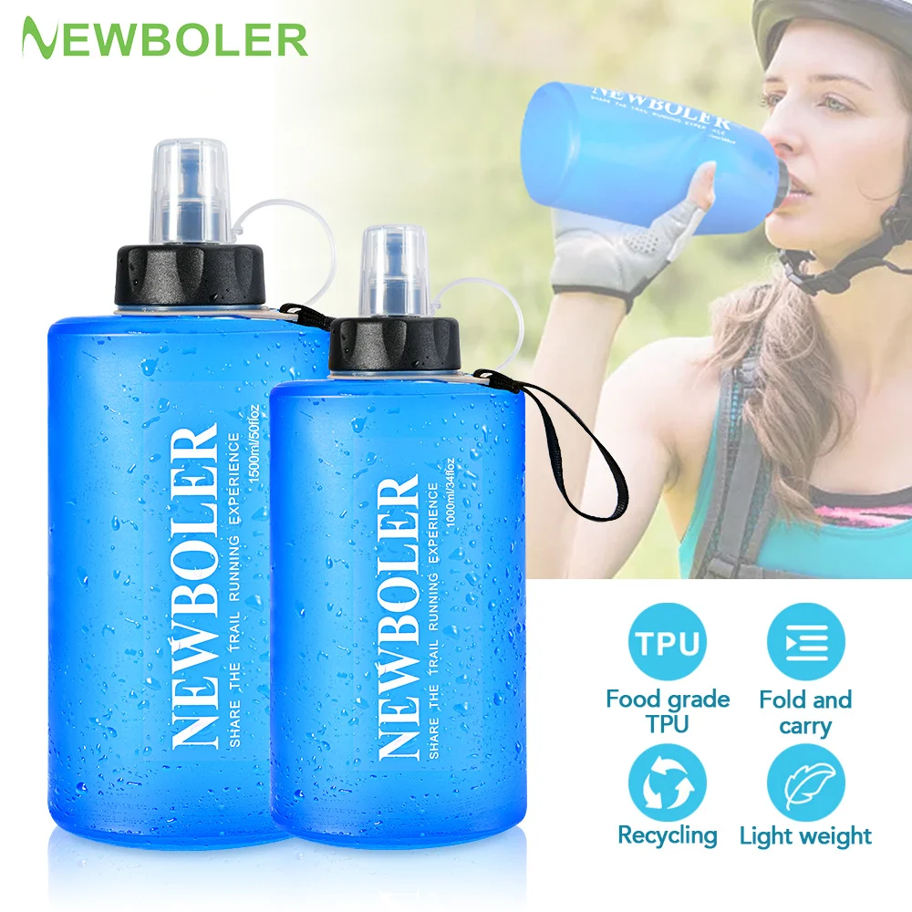 1000/1500ML Water Bottle TPU Folding Soft Flask Sport Water Bottle Water Bag Collapsible Water Bottle Running Camping Hiking