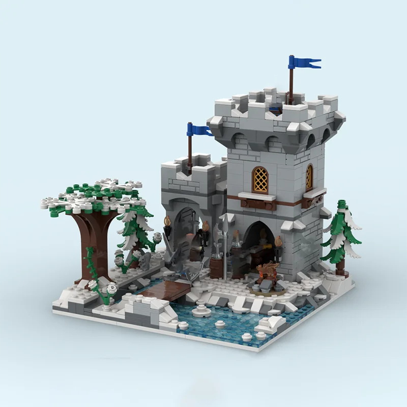 

833 шт. MOC, средневековый замок, здание, морозный выход, модель сборки, строительные блоки, игрушка, детский подарок на день рождения