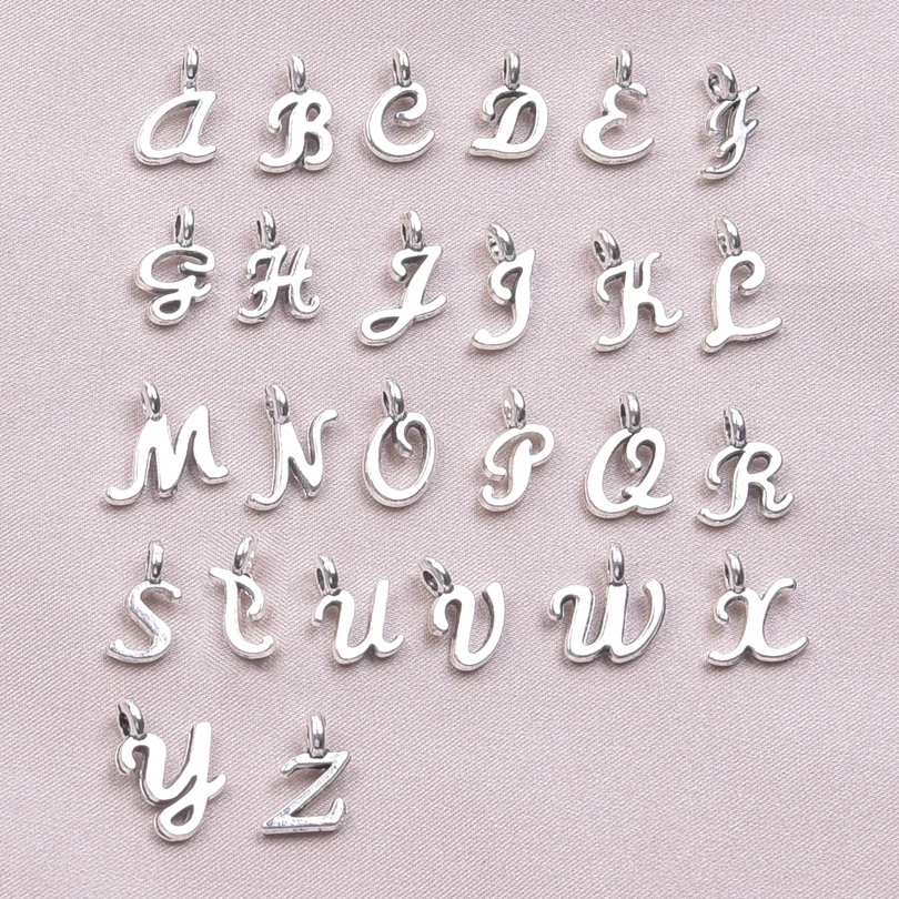 26pcs/Lot Old English Alphabet Letters Charms For Jewelry Making Supplies A-Z Small Pendants Bulk DIY Bracelets Anklets Earrings