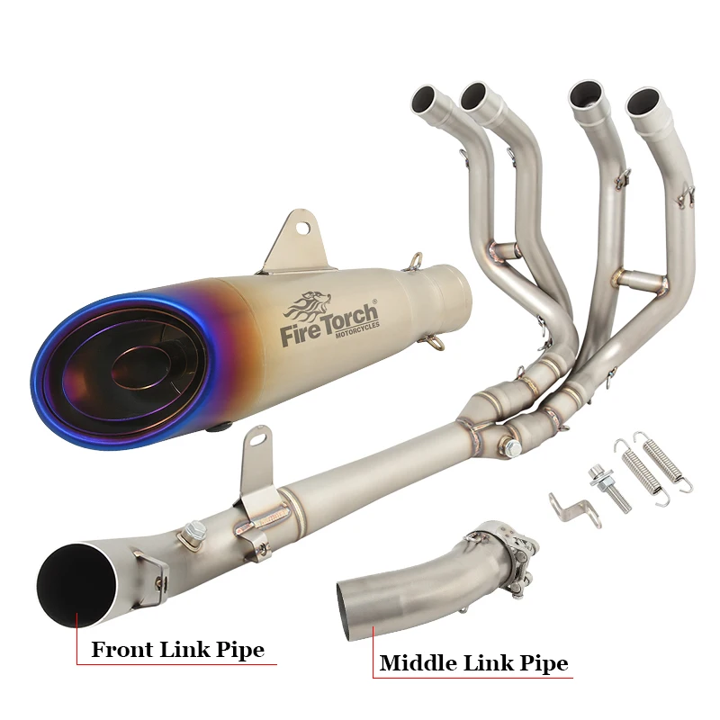 نظام عادم الدراجة النارية بالكامل سهل الارتداء لـ KAWASAKI Ninja ZX4R ZX4 RR ZX 4R SE 2023 أنبوب الوصلة الأمامية للهروب مع كاتم