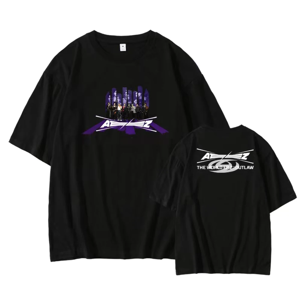 Ateez T-shirts 2023 Kpop Graphic Oversize Men Cotton Short Sleeve Tee Women Top Korean Fashion Summer