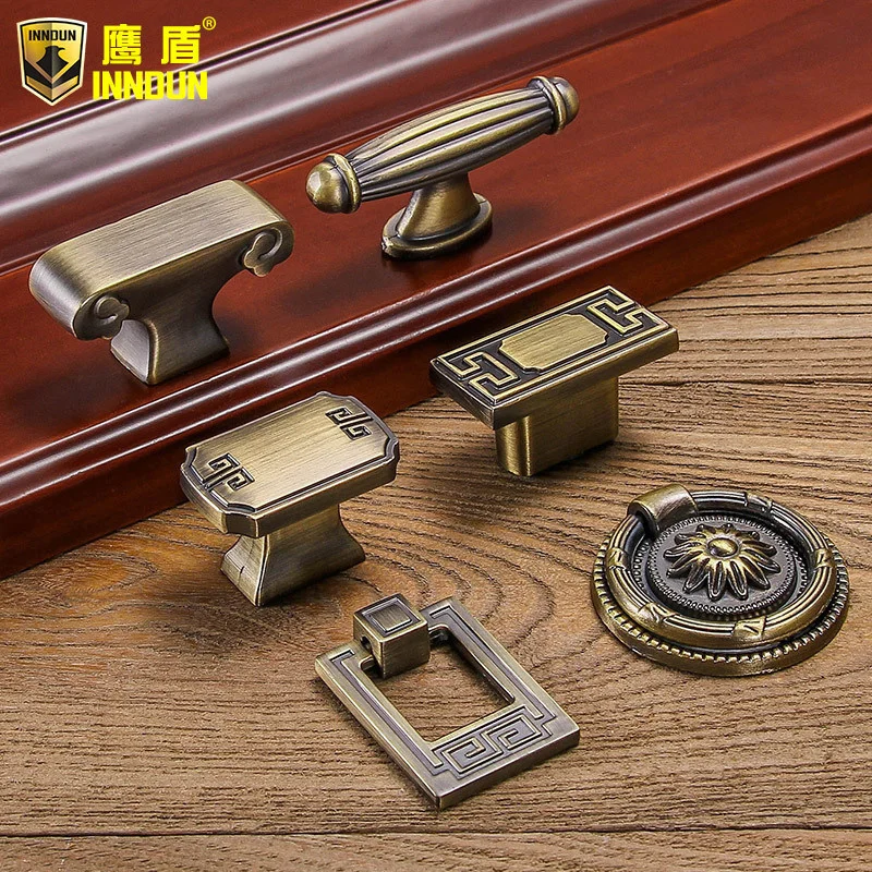 

Yingdun new Chinese antique drawer single hole round handle European style cabinet wardrobe door handle modern simplicity