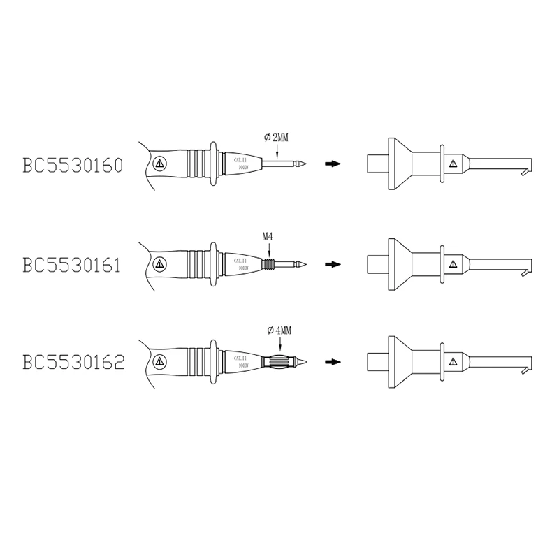 Test Hook Multimeter Leads Probes Lnterface: 4mm Threaded Interface And 2mm