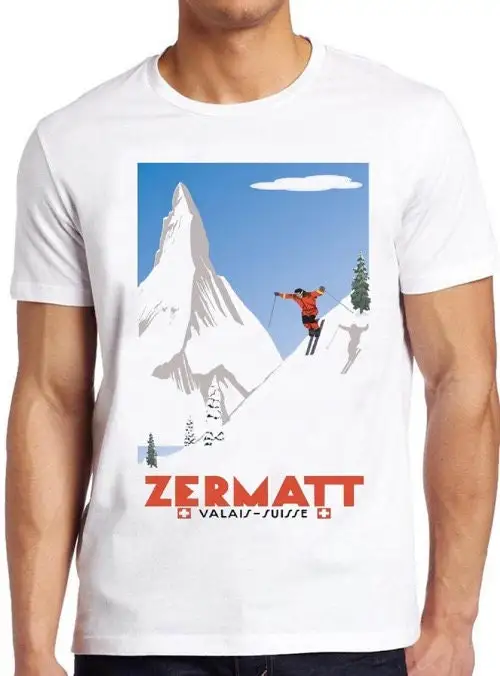 Swiss Alps Ski T Shirt Zermatt Valais Switzerland Poster Cool 58