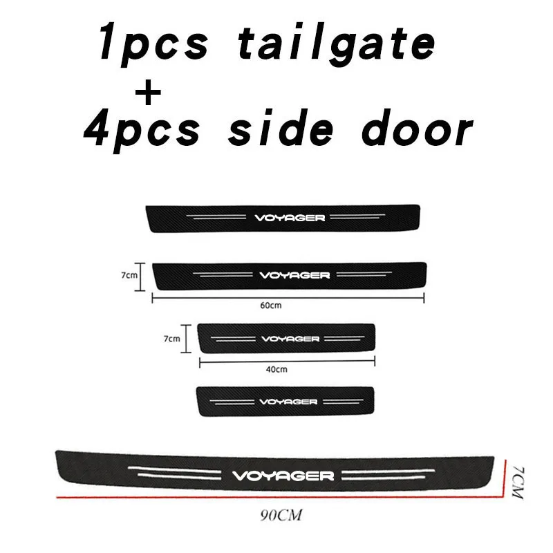 Car door Carbon Fiber Car Sticker DIY Paste Protector Strip Auto Door Sill Side Protect Film For Chrysler Voyager Car Accessorie view 6