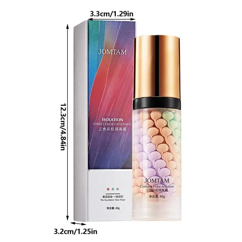 40g Face Makeup Primer Tri-color Cream Brighten Contour Color Isolation Waterproof Makeup Foundation Natural Makeup Base Cream