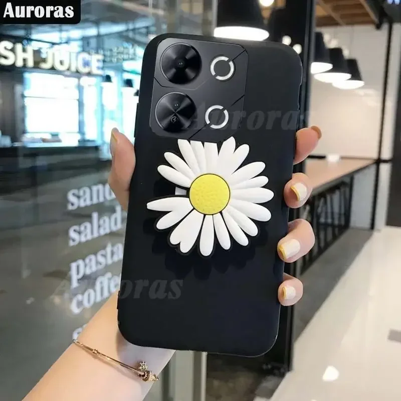 For ITEL P65 P55 5G Case With Chrysanthemum Holder Silicone Soft Shockproof Shell For ITEL S25 Ultra P55 4G ITEL p65 Cover Funda