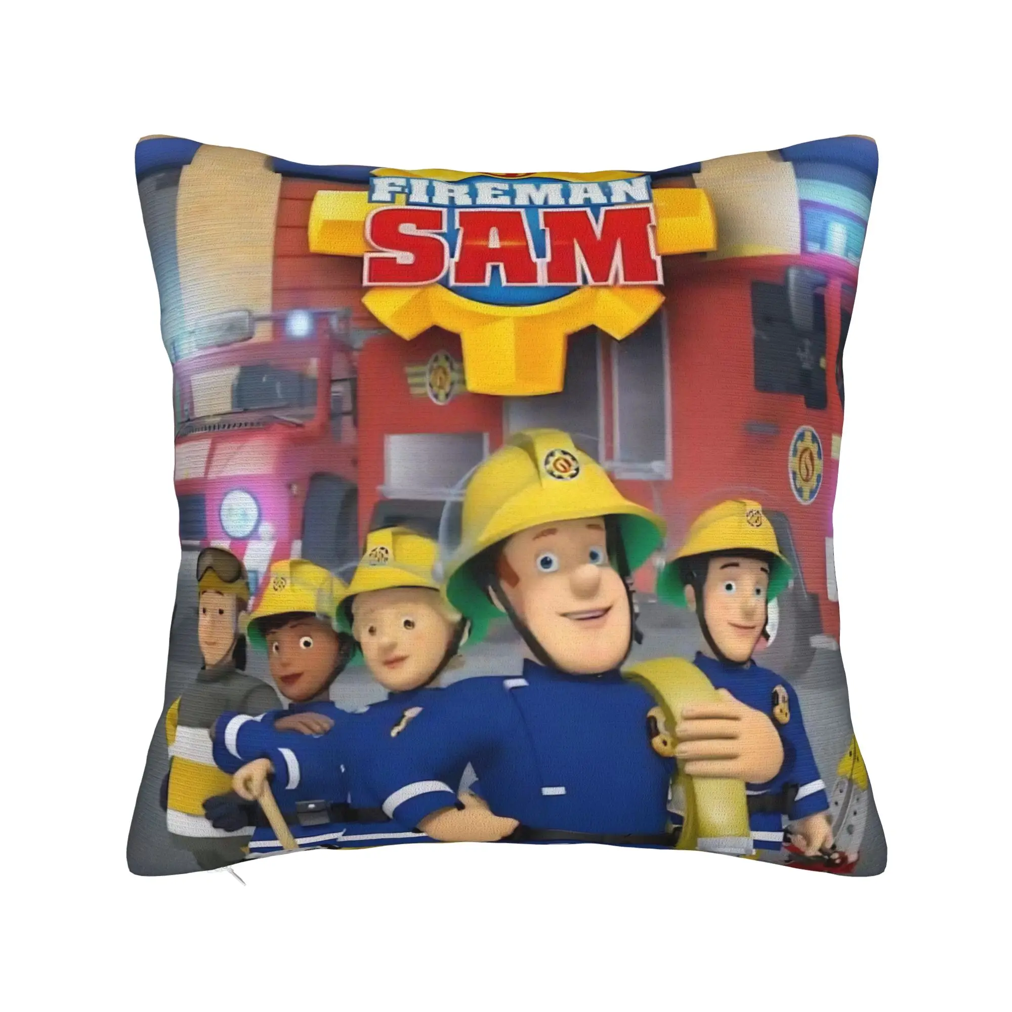 Fireman Sam Square Pillow Case Firefighters Cushion Covers Novelty Polyester Decor Throw Pillow Case Cover for Home 45x45cm