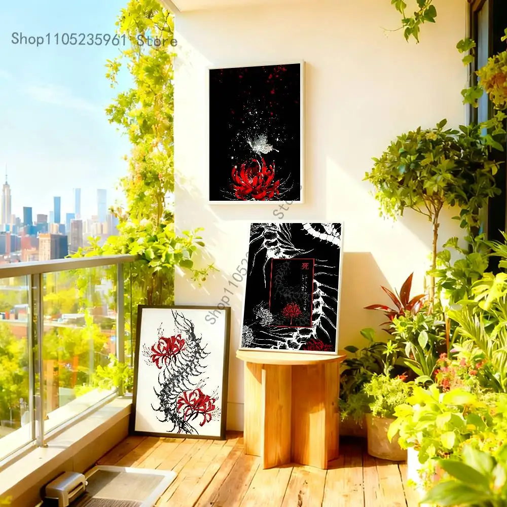 Red Spider Lily Poster Waterproof HD Wall Art Decal Self-Adhesive Aesthetic Decor For Home Living