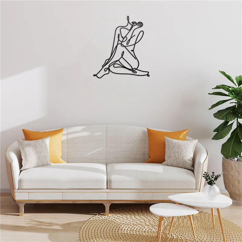 Minimalist Female Body Wire Art Decor Abstract Metal Woman Shape Wall Decor Wall Art Decor Metal Female Wall Decor
