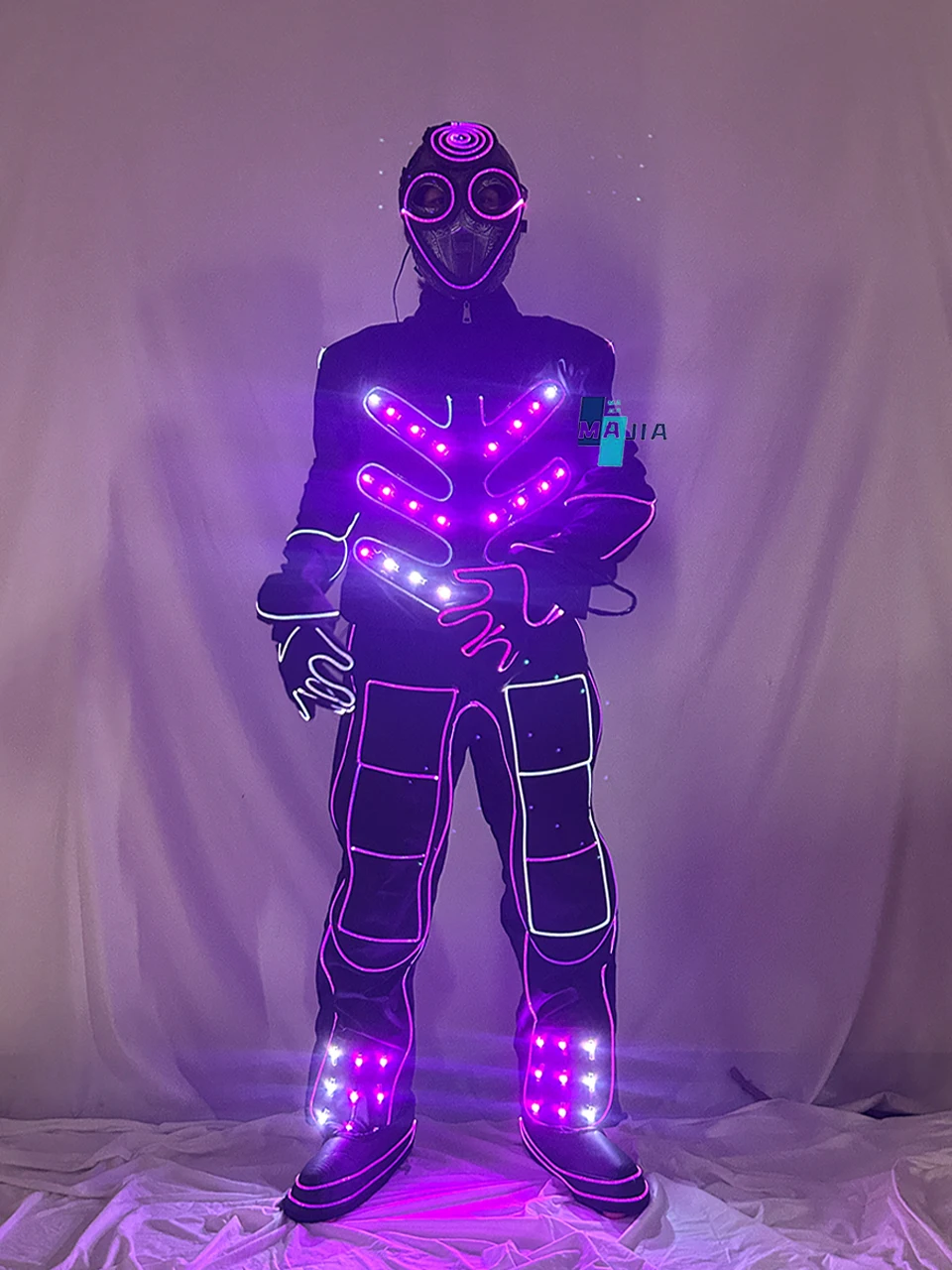 Jaqueta de fibra óptica brilhante para Natal, festa rave, boate, cosplay, fantasia futurista iluminada para homens