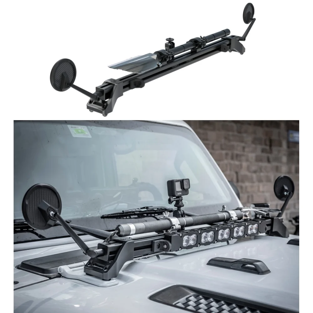 VAN001 CNC Aluminum Hood Hinge Multi-Function Accessory Rail For Jeep Wrangler JL 2018-2026 JK 2007-2017 JT 2020+