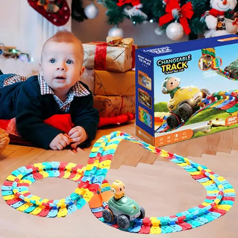 Carro de corrida elétrico brinquedos flexível trem elétrico pista antigravidade para idades 4 engraçado jogo de construção de corrida interativo educacional