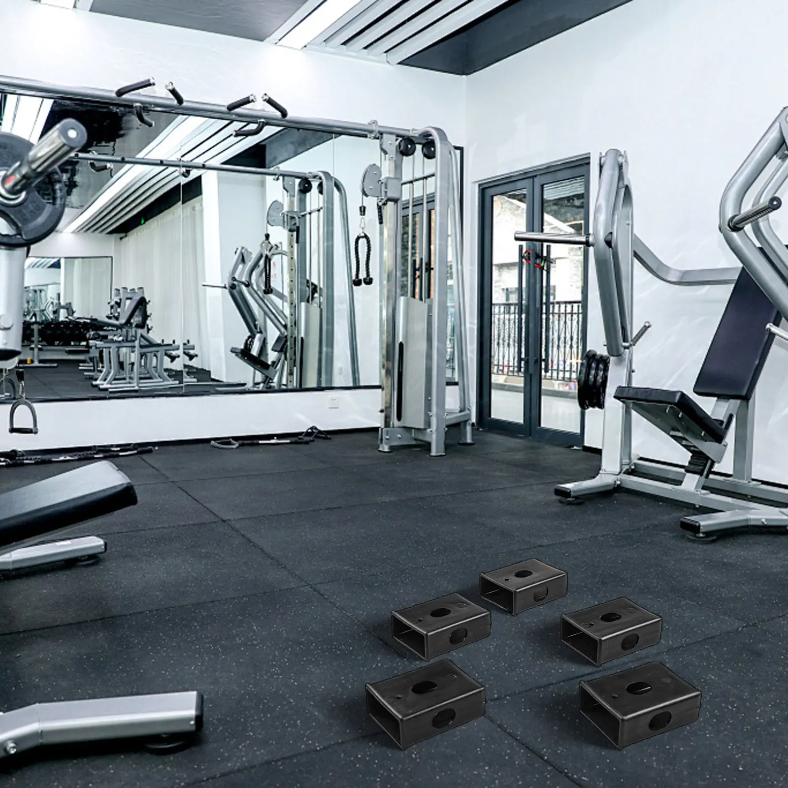 

Комплект из 5 пластиковых переходников для квадратных труб (втулки-адаптеры) 40*80 на 30*70 мм для фитнес-оборудования