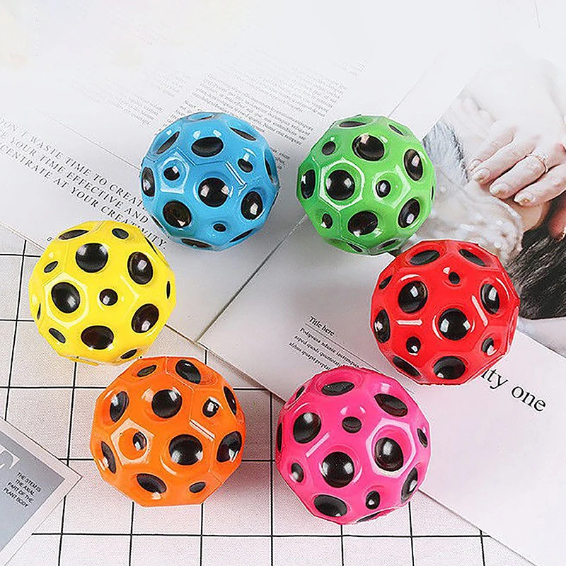 Kids Indoor Outdoor Toy Ergonomic Design High Resilience Hole Ball Soft Bouncy Ball Anti-fall Moon Shape Porous Bouncy Ball